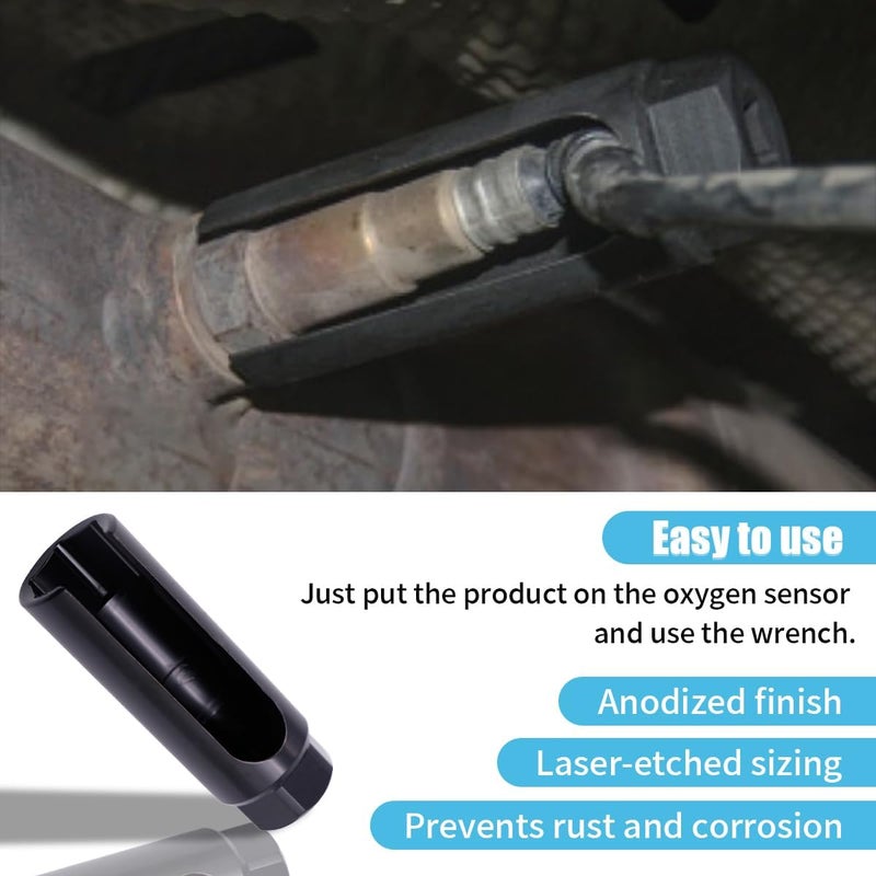 GLSOWEE Car Oxygen Sensor Socket with Side Wire Cutout, 3/8 Inch Drive ×7/8 Inch (22mm) with 3/4" Opening, Oxygen Sensor Offset Removal, Universal 6-Point O2 Installation Tool - Image 5